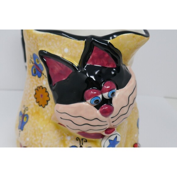 CBK LTD 2002 Ceramic Cat Figural Butterfly Polka Dots Pitcher - Picture 3 of 13